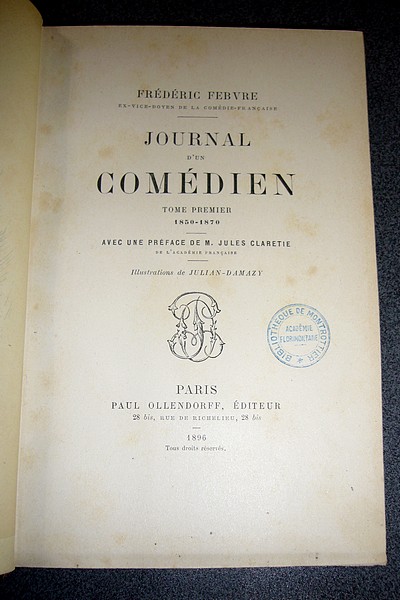 Journal d'un comédien (2 volumes, 1896)