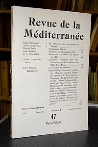 Revue de la Méditerranée - 47 - 1952 - Tome 12 - Numéro 1 - Janvier-Février - N° 47