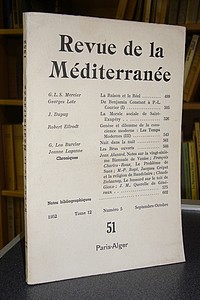 Revue de la Méditerranée - 51 - 1952 - Tome 12 - Numéro 5 - Septembre-Octobre - N° 51