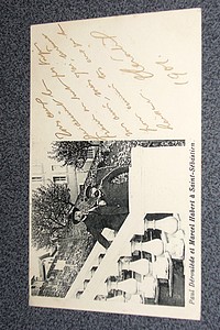 Carte postale de Paul Déroulède et Marcel Habert à Saint Sébastien. Avec texte manuscrit et datée...