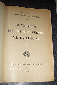 Les violations des Lois de la Guerre par l'Allemagne