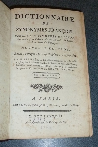 Dictionnaire de synonymes françois