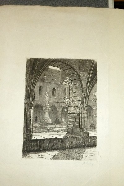 Intérieur du cloitre de l'Abbaye de Hautecombe (eau-forte avant la lettre, signée, sur papier de Chine)