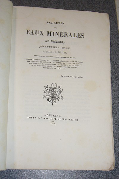 Bulletin des eaux minérales de Salins, près Moutiers (Savoie)