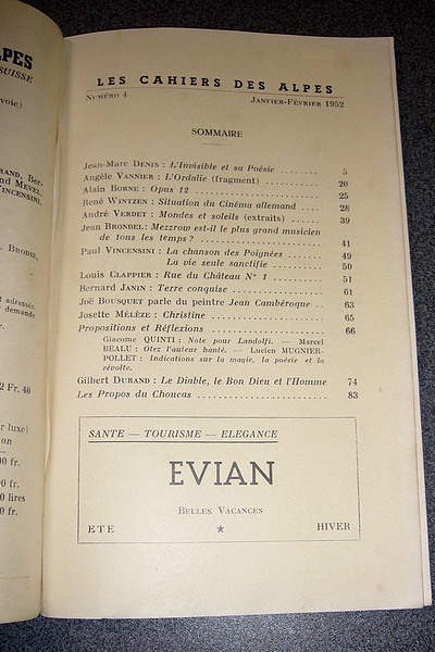 Les cahiers des Alpes - n° 4 - janvier-février 1952