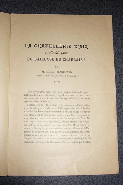 La Chatellenie d'Aix a-t-elle fait partie du Baillage du Chablais ?