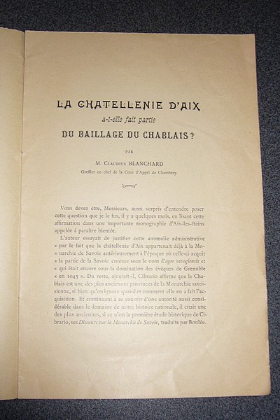 La Chatellenie d'Aix a-t-elle fait partie du Baillage du Chablais ?