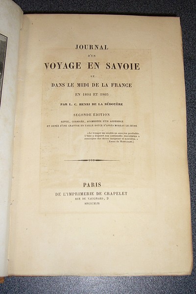 Journal d'un voyage en Savoie et dans le Midi de la France en 1804 et 1805