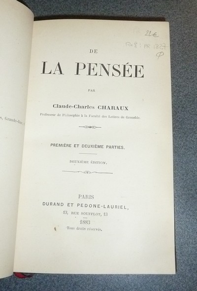 De la pensée (Première et deuxième partie)