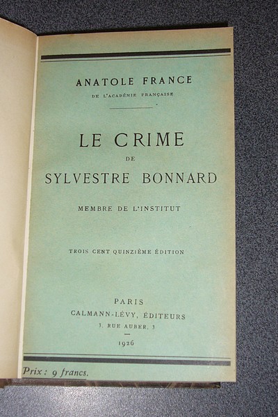 Le crime de Sylvestre Bonnard