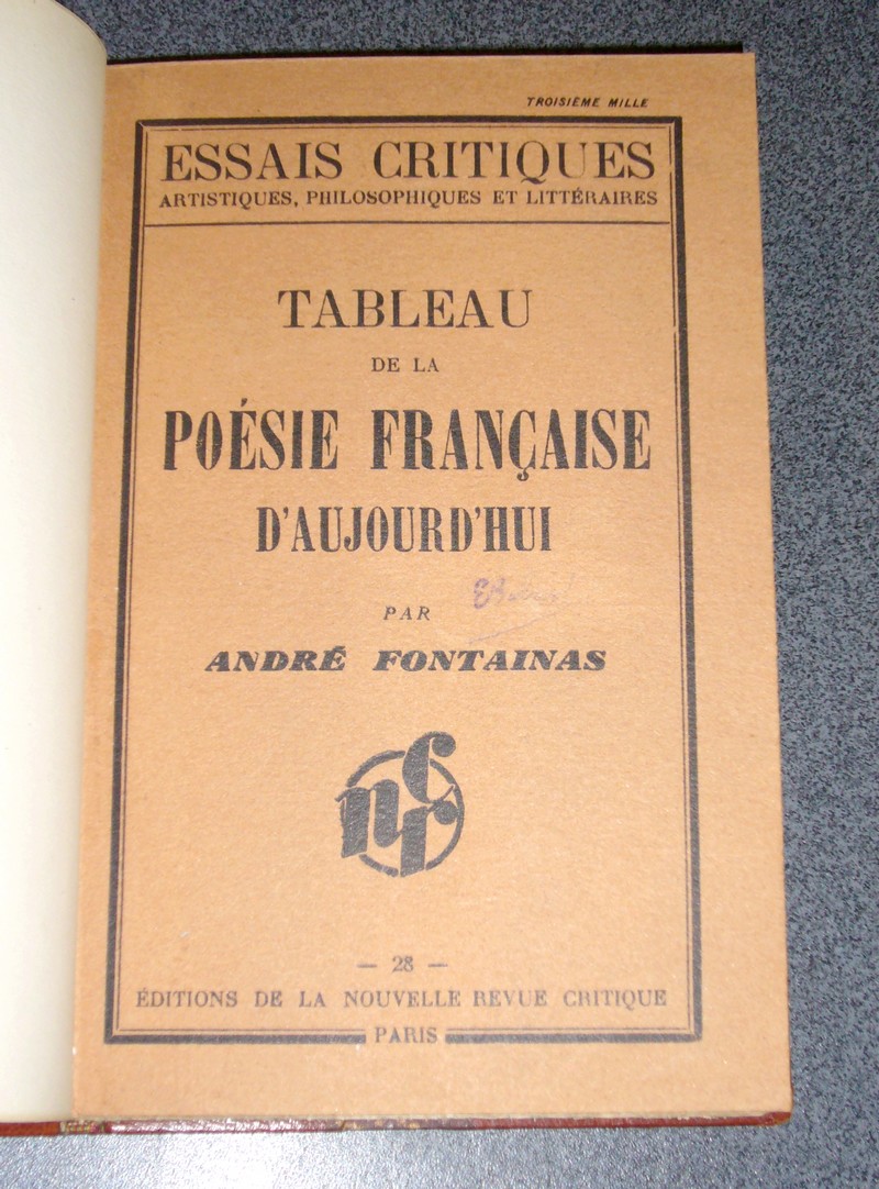 Tableau de la Poésie française d'aujourd'hui