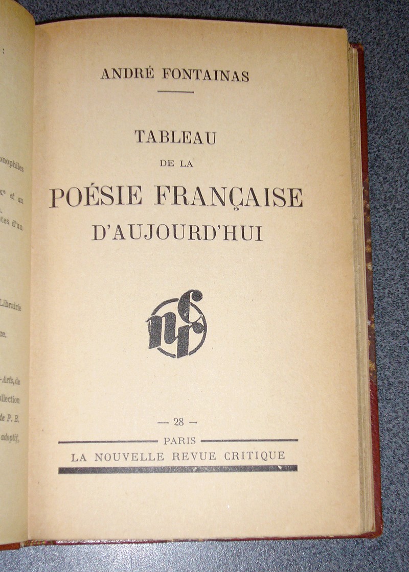 Tableau de la Poésie française d'aujourd'hui