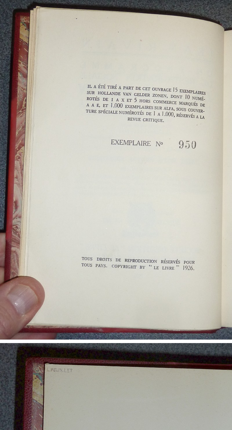 Un programme de restauration sociale, La Tour du Pin précurseur (avec une lettre autographe signée de l'auteur et une reliure signée) et suivi de quelques essais d'un autre age en marge de l'ordre français