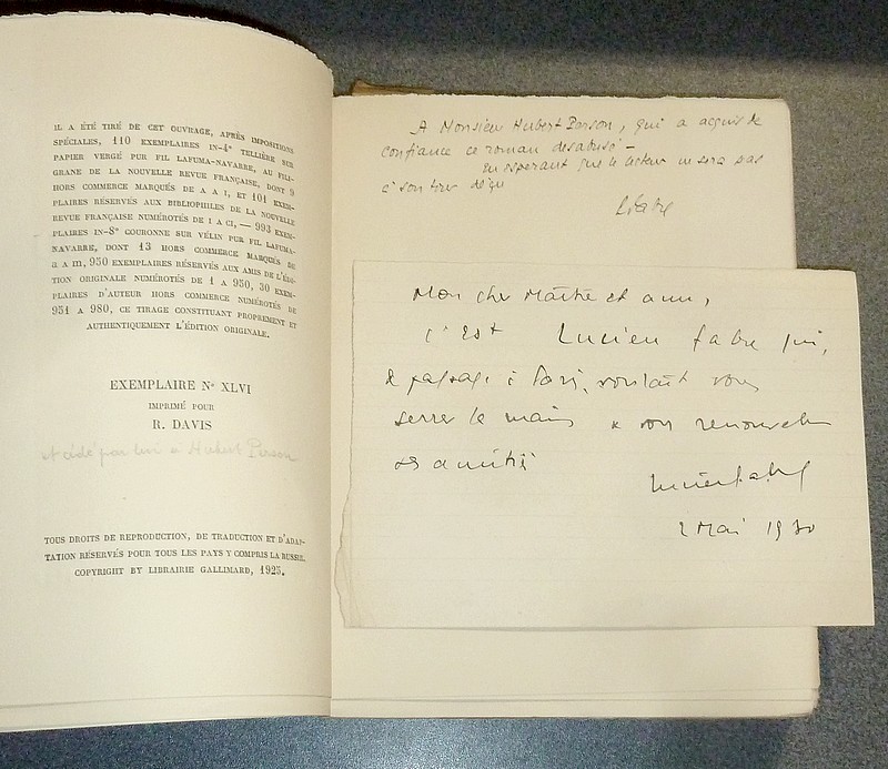 Le tarramagnou (édition originale in 4, avec lettre autographe et dédicace)
