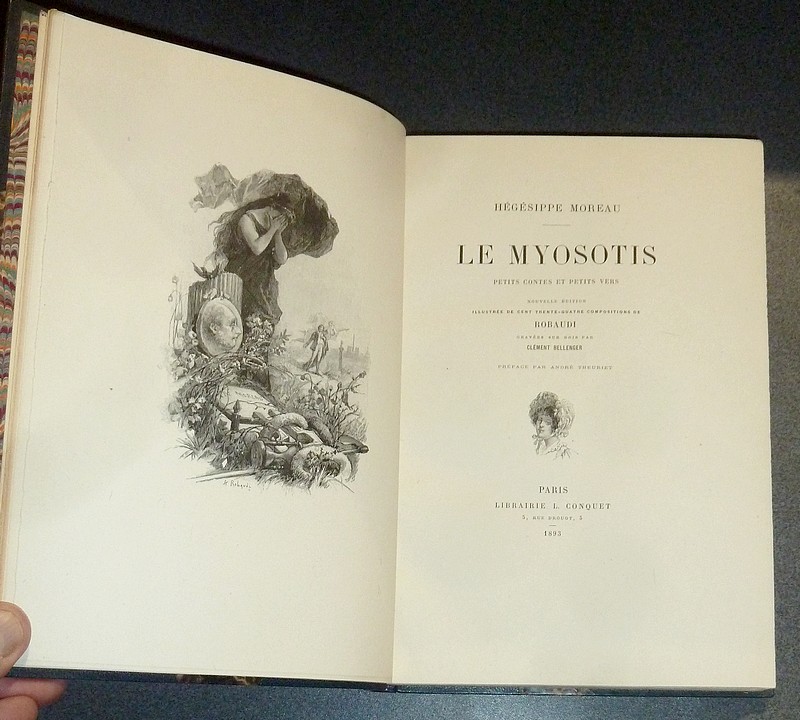 Le Myosotis. Petits contes et petits vers (Exemplaire sur Chine avec double état des illustrations - Reliure en maroquin signée)