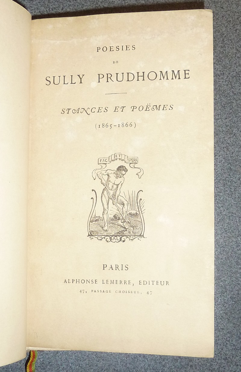 Stances et poëmes (1865-1866) (L'un des vingt sur Chine - lettre autographe signée de l'auteur adressée à son éditeur D. Lemerre - reliure signée)