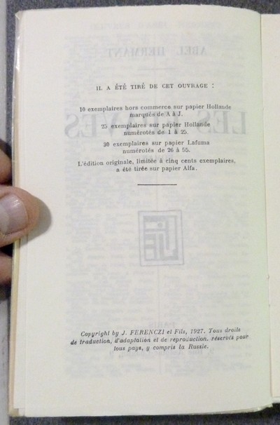 Les épaves (dédicace signée de l'auteur sur un exemplaire de l'édition originale)