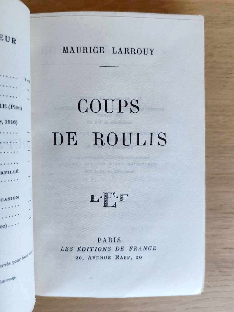 Coups de roulis (édition originale dédicacée)