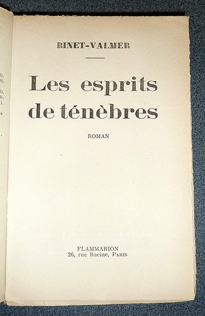 Les esprits de ténèbres (dédicace et lettre manuscrite signées de l'auteur)