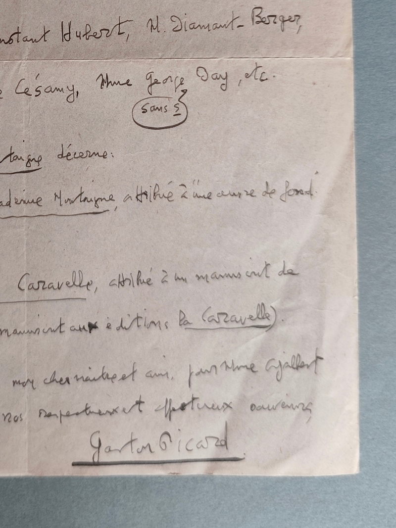 Lettre de deux pages datée du 26-10-37 et signée