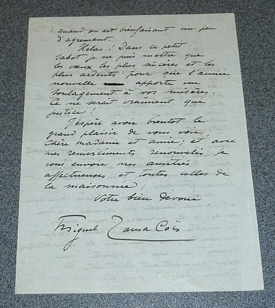 Lettre autographe signée et datée du dimanche 26 Octobre 1909