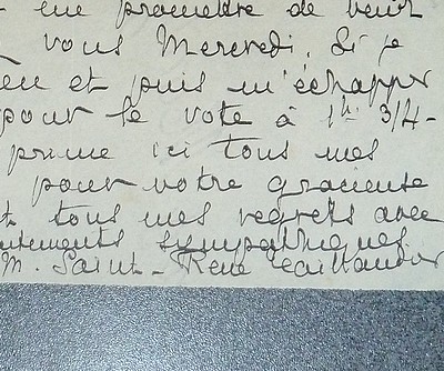 Lettre autographe signée, datée de dimanche soir