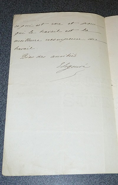 Lettre autographe signée. Remerciements