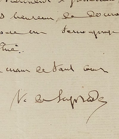 Lettre autographe signée, datée du 30 janvier à Lyon