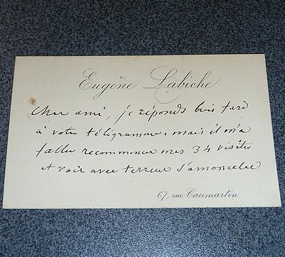 Carte de visite (lettre) à son entête au 67 rue Caumartin, signée