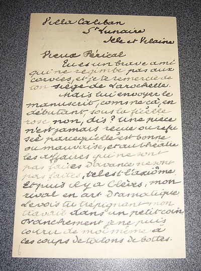 Lettre autographe de 2 pages, signée. Avec un portrait signé.