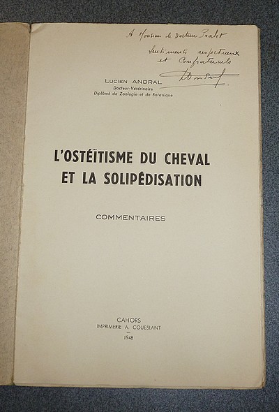 L'osteïtisme du cheval et la solipédisation. Commentaires