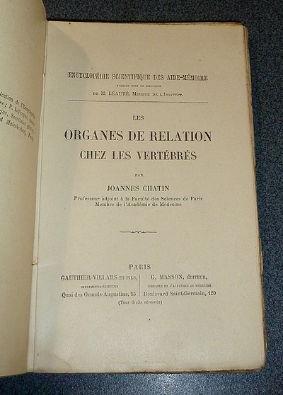 Les organes de relation chez les vertébrés.