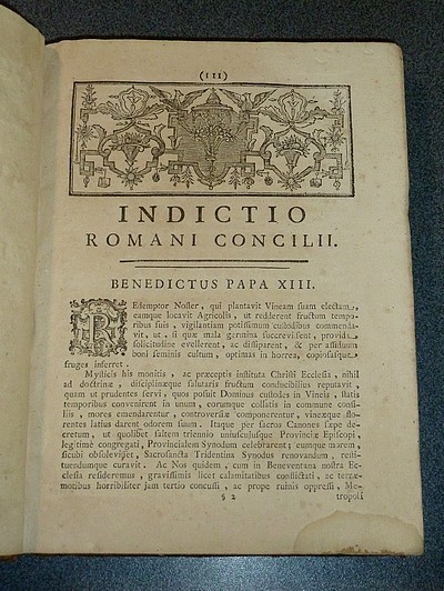 Concilium Romanum in Sacrosancta Basilica Lateranensi celebratum anno universalis jubilaei MDCCXXV. A Benedicto Papa XIII. Ord. praedicatorum, nunc denuo recusum regnante Sanctissimo D. N. Clemente XIII Pontif. Max.