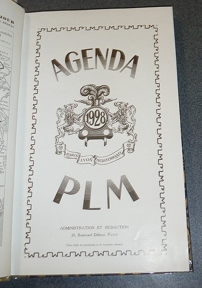 Agenda PLM 1928. Chemins de fer Paris-Lyon-Méditerranée.
