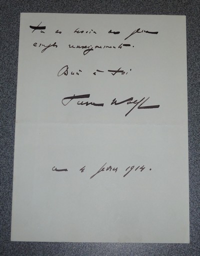 Lettre autographe signée, datée du 4 février 1914