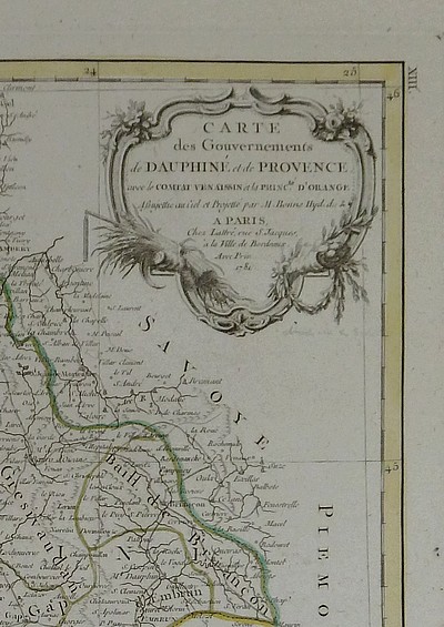 Carte des Gouvernements de Dauphiné et de Provence avec le Comtat Venaissin et la Principauté d'Orange (Carte de 1781)