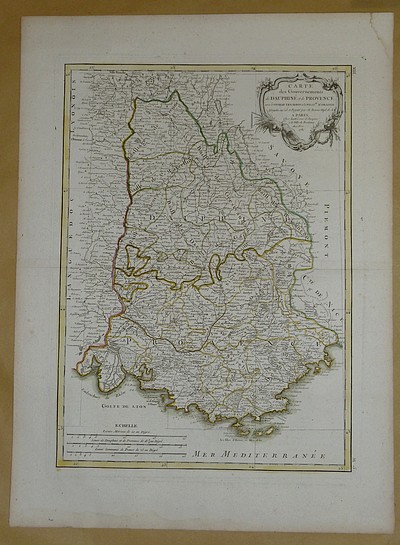 Livre ancien - Carte des Gouvernements de Dauphiné et de Provence avec le Comtat... - Bonne Hyd. (Rigobert)