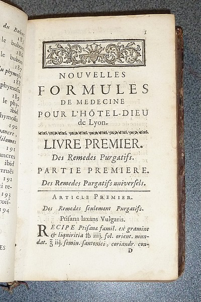 Nouvelles formules de Médecine pour l'Hôtel-Dieu de Lyon (1697). Traité Pratique de la Vérole