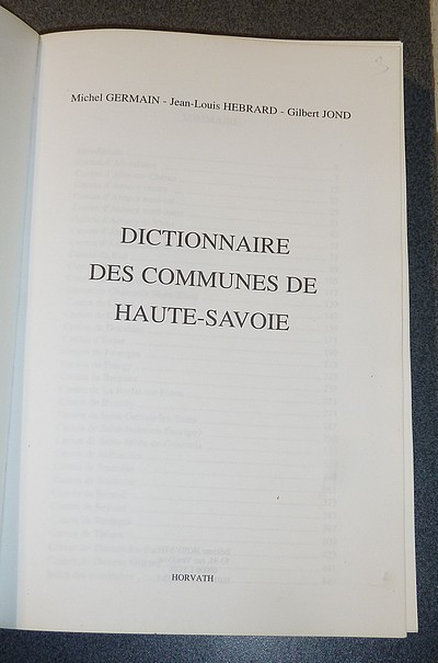 Dictionnaire des Communes de Haute-Savoie