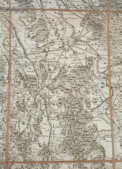 Carte de l'Académie dite de Cassini N° 117 Bourg-en-Bresse