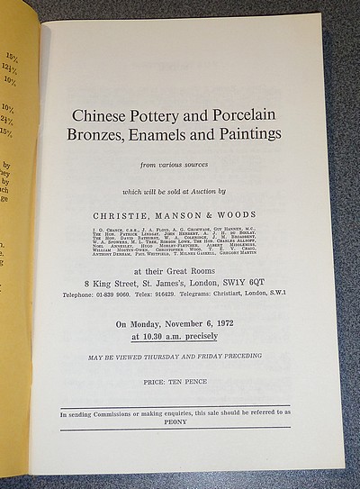 Oriental Ceramics and Works of Art. Christie's. November 6, 1972