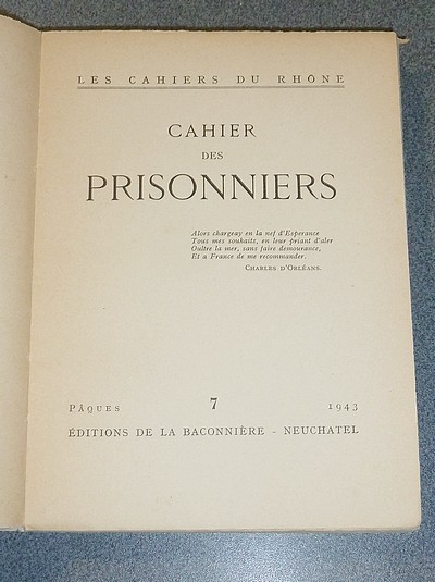 Cahier des Prisonniers