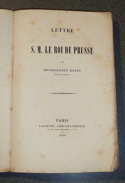 Lettre à S.M. le Roi de Prusse