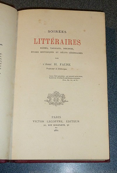 Soirées littéraires. Scènes, tableaux, discours, études historiques et récits légendaires