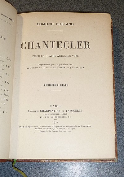 Chantecler. Pièce en quatre actes, en vers