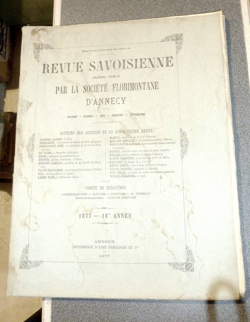 Revue Savoisienne, 1877, 18e année
