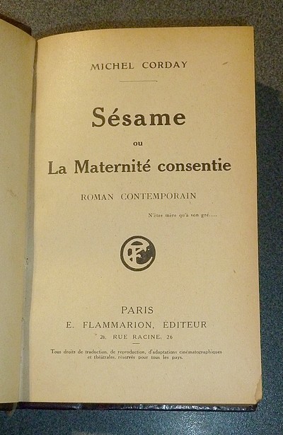 Sésame ou la Maternité consentie (Roman contemporain)
