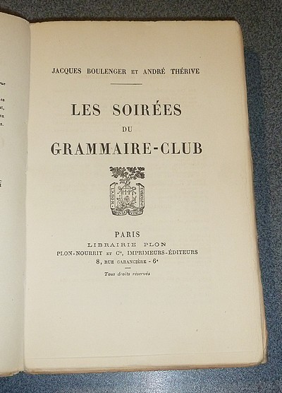 Les soirées du Grammaire-club