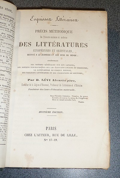 Précis méthodique de l'histoire ancienne et moderne des Littératures européennes et orientales