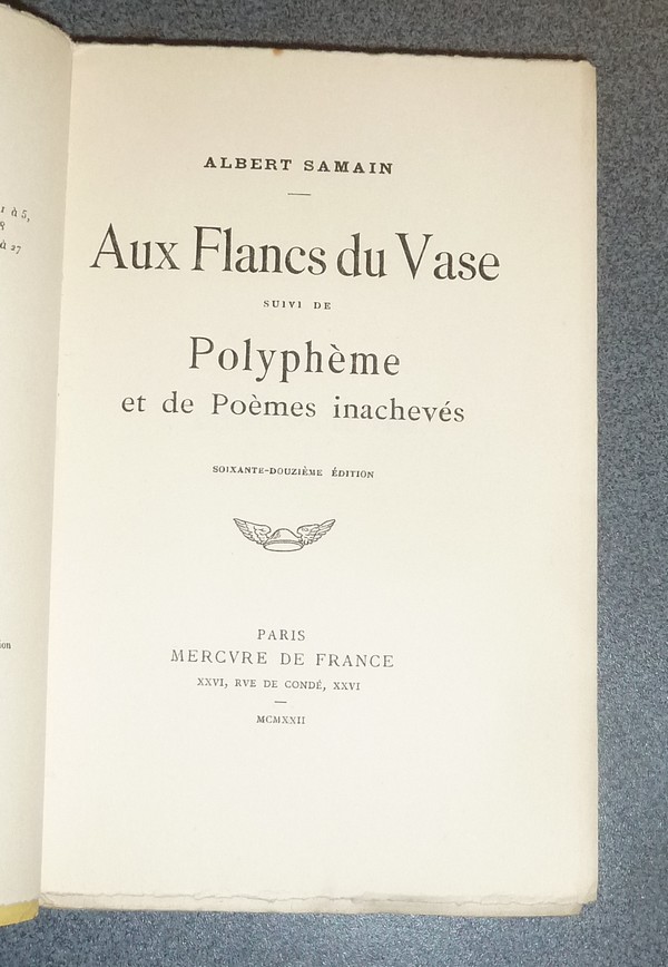 Aux flancs du vase, suivi de Polyphème, et de Poèmes inachevées